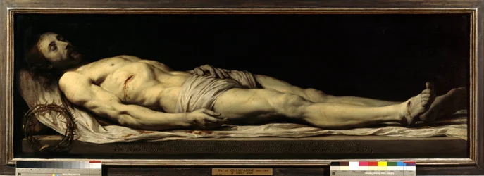 De dode Christus op zijn lijkwade, schilderij van Philippe de Champaigne (1602-1674), 17e eeuw, afmetingen 0,68 x 1,97 m, Parijs, Musée du Louvre
