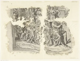 Linkeronderhoek van een prent van het tafereel van Cebes