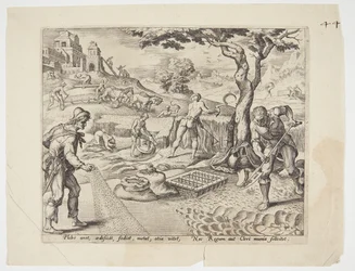 De mensen die op het veld werken