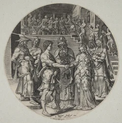 De bruiloft van Samson en de Filistijnse vrouw