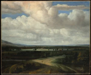 Panoramisch landschap met een landgoed