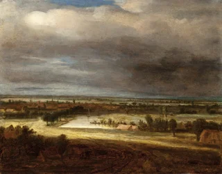 Panoramisch landschap met een dorp