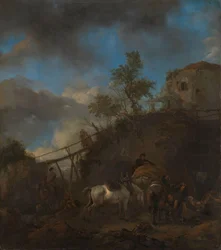 Smid beslaat een paard