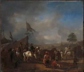 Een paardenmarkt bij een legerkamp, ca. 1665-1668 (olieverf op paneel)