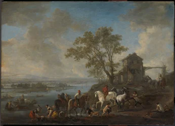Paardenvijver op een rivier, ca.1662-1663 (olieverf op paneel)