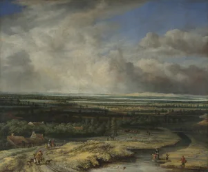 Een Uitgestrekt Landschap met een Valkenjacht