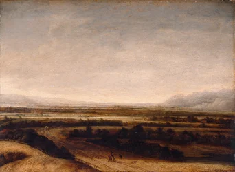 Vlak landschap met uitzicht op verre heuvels