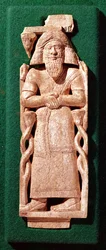 Ivoren plaquette van een god, van het staatsbed van Hazael, koning van Damascus, Syrisch, uit Arslan Tasch, ca. 840 v.Chr.