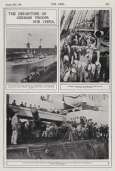 Vertrek van Duitse troepen naar China om de Bokseropstand te onderdrukken, augustus 1900