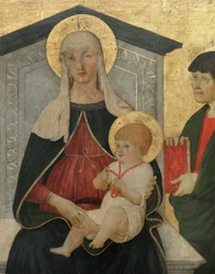 De Maagd en het Kind met de Heilige Laurentius, de Heilige Petrus Martelaar, de Heilige Evangelist en de Heilige Blaijs, detail. (schilderij)