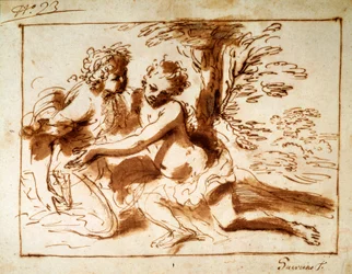 Twee figuren in een landschap, 17e eeuw