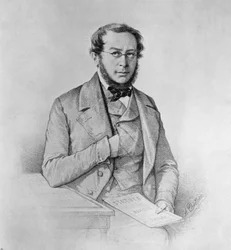 Portret van Pierre-Joseph Proudhon (1809-1865), Franse politicus, filosoof en anarchist, tekening door Colletti