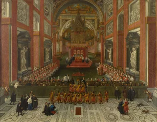 Benedictus XIII voorzit de provinciale Romeinse synode van 1725, Basiliek van St. Jan van Lateranen, 1725