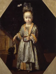 Portret van een klein meisje met puppy