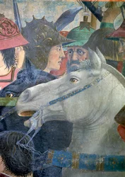 De Legende van het Ware Kruis, de Slag van Heraclius en Chosroes, paard en soldaten (detail)