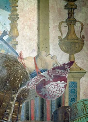 De Legende van het Ware Kruis, de Slag van Heraclius en Chosroes, man wiens keel wordt doorgesneden (detail)