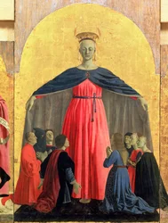 De Madonna van Barmhartigheid, middenpaneel van het Misericordia-altaarstuk, 1445, detail van 95884