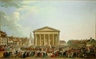 Louis XV legt de eerste steen van de kerk van Ste ...