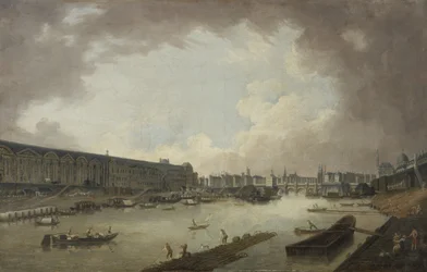 La Grande Galerie, de Pont-Neuf en het Île de la Cité, gezien vanaf de Pont Royal, circa 1775