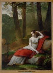 Keizerin Josephine, eerste vrouw van Napoleon I, in de tuinen van la Malmaison. Prud