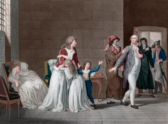 Afscheid van koning Lodewijk XVI van Frankrijk (1754-1793) van zijn familie. Parijs, Temple-gevangenis, op 20 januari