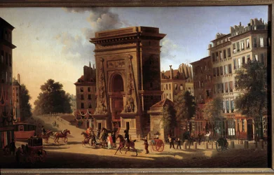 De Saint Denis poort. Zicht op Parijs. Schilderij door Pierre Alexandre Pau De Saint Martin
