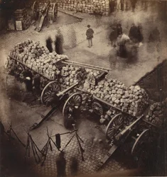Barricades van de Commune, april 71. Hoek van het stadhuisplein en de Rue de Rivoli