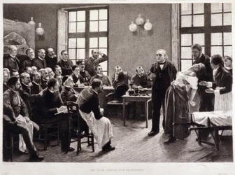 Een klinische lezing door Dr. Charcot in de Salpetriere in 1887