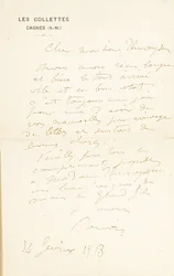 Handtekening brief aan Dr. Fritz Thurneyssen, Parijs en Les Collettes, 24 juni 1908
