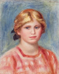 Buste van een vrouw met een roze blouse, 1905