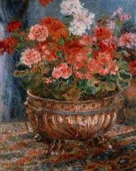 Geraniums in een Koperen Kom