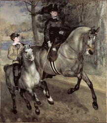 Ruiters (of paardrijden) in het Bois de Boulogne