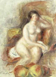 Zittende naakte vrouw met appels, ca. 1908