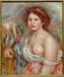 Portret van het model in buste Schilderij door Pierre Auguste Renoir