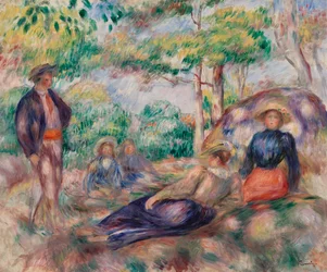 Rustend in het gras