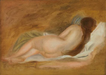 Slapende naakt, rugaanzicht, oker achtergrond, ca. 1885