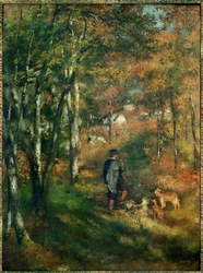 De schilder Lecoeur in de bossen van Fontainebleau (olieverf op doek)