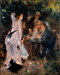 Onder de prieel. Portretten van schilders Claude Monet, Alfred Sisley en Norbert Goeneutte