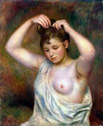 Vrouw die haar haar arrangeert, 1887