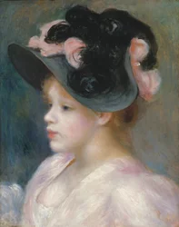 Jong meisje met een roze-zwarte hoed, ca. 1891