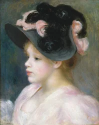 Jong meisje met een roze-zwarte hoed, ca. 1891.