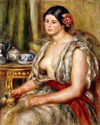 Jong meisje zittend in oosterse kleding, 1905