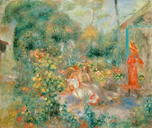 Jonge meisjes in de tuin in Montmartre