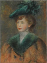 Jonge vrouw met een groene hoed