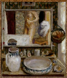 De toilettafel of de spiegel