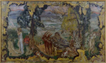 Landschap met badende vrouwen