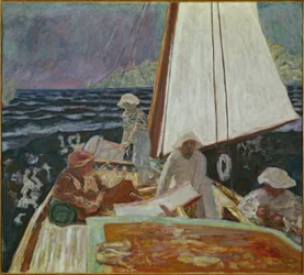 Signac en zijn vrienden in een zeilboot