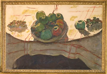 Stilleven, een bord met fruit (schilderij op doek)
