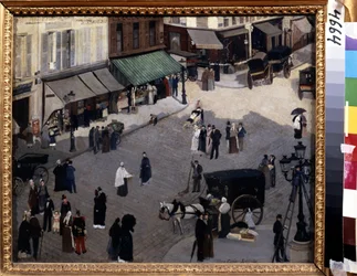 Het Place Pigalle in Parijs. Schilderij van Pierre Carriere-Belleuse