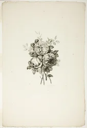 Boeket met rozen, uit Collectie van Verschillende Bloemenboeketten, Uitgevonden en Getekend door Jean Pillement en Gegraveerd door P. C. Canot